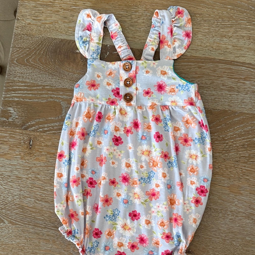 Posh Peanut Floral Baby Romper with Ruffles